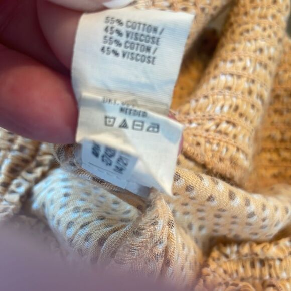 Aerie peach high waisted balloon pants with brown dots and pockets SZ large - Picture 8 of 9